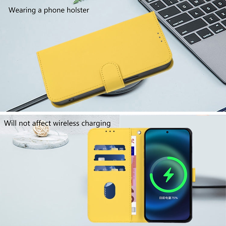 For Samsung Galaxy S25+ 5G Skin Feel Solid Color Leather Phone Case with Lanyard(Lemon Yellow) - Galaxy S25+ 5G Cases by buy2fix | Online Shopping UK | buy2fix