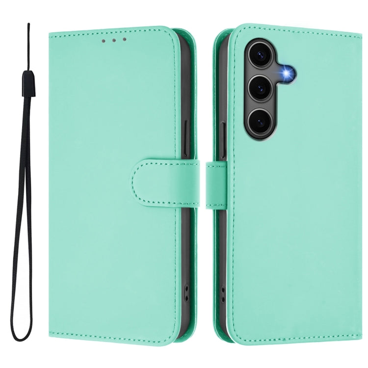 For Samsung Galaxy S25+ 5G Skin Feel Solid Color Leather Phone Case with Lanyard(Mint Green) - Galaxy S25+ 5G Cases by buy2fix | Online Shopping UK | buy2fix