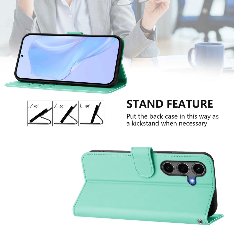 For Samsung Galaxy S25+ 5G Skin Feel Solid Color Leather Phone Case with Lanyard(Mint Green) - Galaxy S25+ 5G Cases by buy2fix | Online Shopping UK | buy2fix