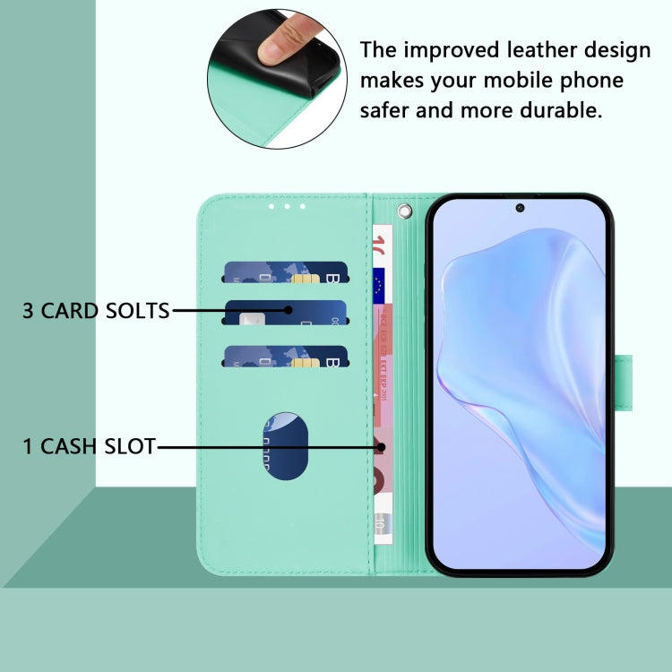For Samsung Galaxy S25+ 5G Skin Feel Solid Color Leather Phone Case with Lanyard(Mint Green) - Galaxy S25+ 5G Cases by buy2fix | Online Shopping UK | buy2fix