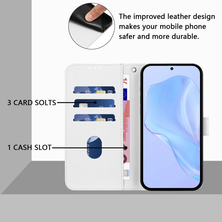 For Samsung Galaxy S25+ 5G Skin Feel Solid Color Leather Phone Case with Lanyard(White) - Galaxy S25+ 5G Cases by buy2fix | Online Shopping UK | buy2fix