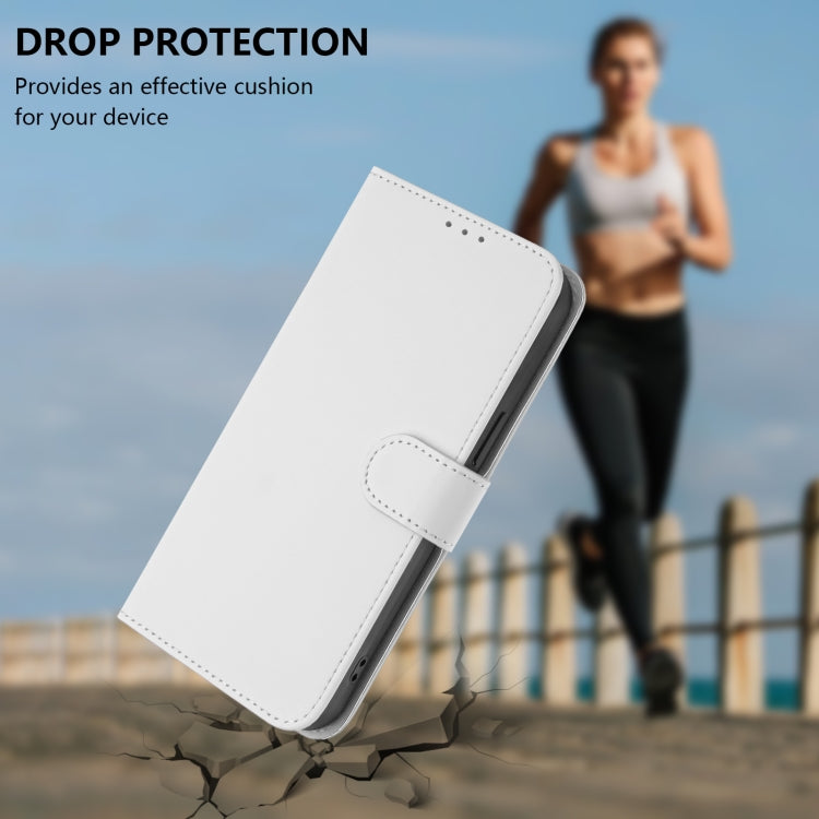 For Samsung Galaxy S25+ 5G Skin Feel Solid Color Leather Phone Case with Lanyard(White) - Galaxy S25+ 5G Cases by buy2fix | Online Shopping UK | buy2fix