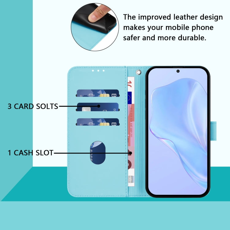 For Samsung Galaxy S25+ 5G Skin Feel Solid Color Leather Phone Case with Lanyard(Sky Blue) - Galaxy S25+ 5G Cases by buy2fix | Online Shopping UK | buy2fix