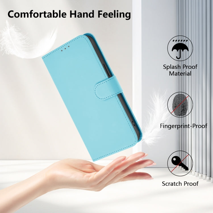 For Samsung Galaxy S25+ 5G Skin Feel Solid Color Leather Phone Case with Lanyard(Sky Blue) - Galaxy S25+ 5G Cases by buy2fix | Online Shopping UK | buy2fix