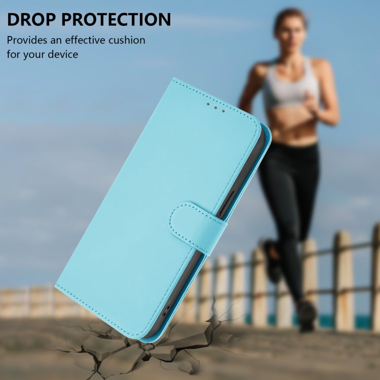 For Samsung Galaxy S25+ 5G Skin Feel Solid Color Leather Phone Case with Lanyard(Sky Blue) - Galaxy S25+ 5G Cases by buy2fix | Online Shopping UK | buy2fix