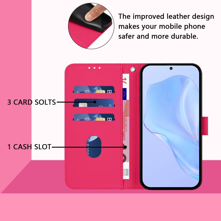 For Samsung Galaxy S25+ 5G Skin Feel Solid Color Leather Phone Case with Lanyard(Rose Red) - Galaxy S25+ 5G Cases by buy2fix | Online Shopping UK | buy2fix