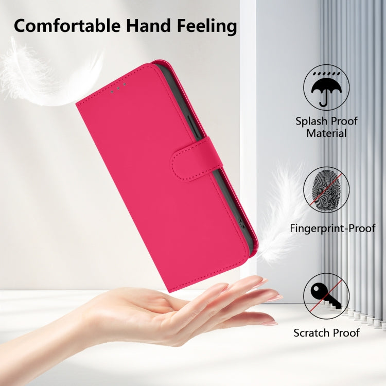 For Samsung Galaxy S25+ 5G Skin Feel Solid Color Leather Phone Case with Lanyard(Rose Red) - Galaxy S25+ 5G Cases by buy2fix | Online Shopping UK | buy2fix