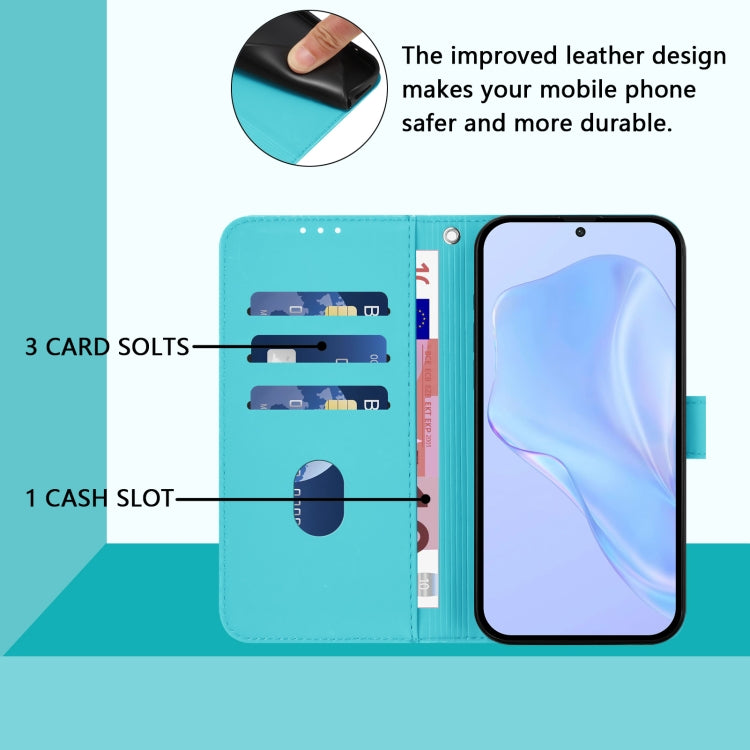For Samsung Galaxy S25+ 5G Skin Feel Solid Color Leather Phone Case with Lanyard(Lake Blue) - Galaxy S25+ 5G Cases by buy2fix | Online Shopping UK | buy2fix