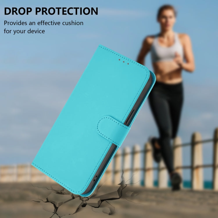 For Samsung Galaxy S25+ 5G Skin Feel Solid Color Leather Phone Case with Lanyard(Lake Blue) - Galaxy S25+ 5G Cases by buy2fix | Online Shopping UK | buy2fix