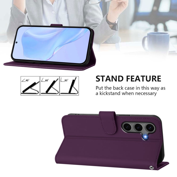For Samsung Galaxy S25+ 5G Skin Feel Solid Color Leather Phone Case with Lanyard(Violet) - Galaxy S25+ 5G Cases by buy2fix | Online Shopping UK | buy2fix