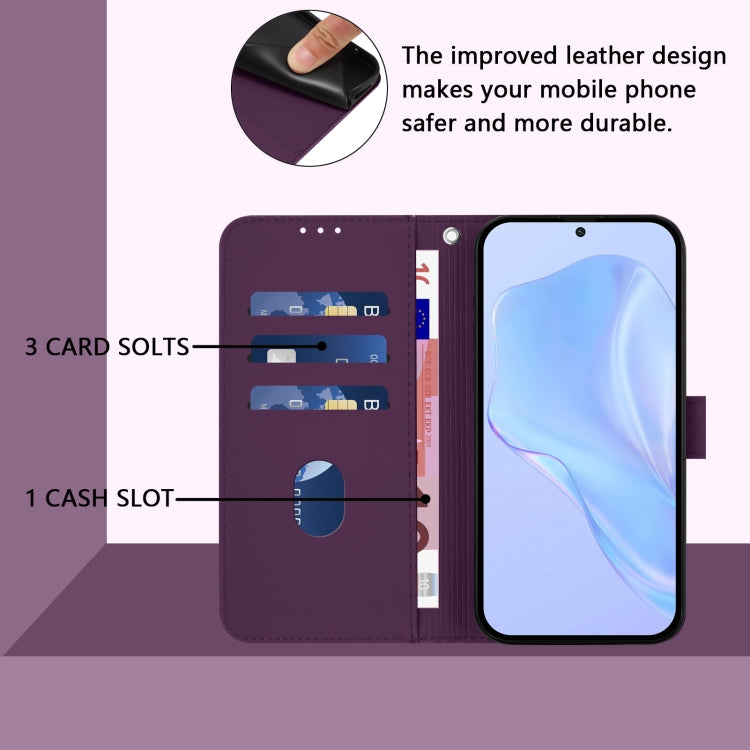For Samsung Galaxy S25+ 5G Skin Feel Solid Color Leather Phone Case with Lanyard(Violet) - Galaxy S25+ 5G Cases by buy2fix | Online Shopping UK | buy2fix