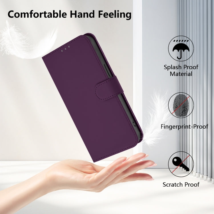 For Samsung Galaxy S25+ 5G Skin Feel Solid Color Leather Phone Case with Lanyard(Violet) - Galaxy S25+ 5G Cases by buy2fix | Online Shopping UK | buy2fix