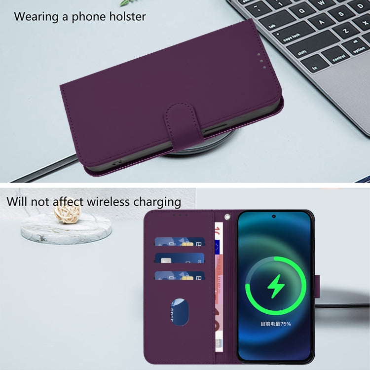 For Samsung Galaxy S25+ 5G Skin Feel Solid Color Leather Phone Case with Lanyard(Violet) - Galaxy S25+ 5G Cases by buy2fix | Online Shopping UK | buy2fix