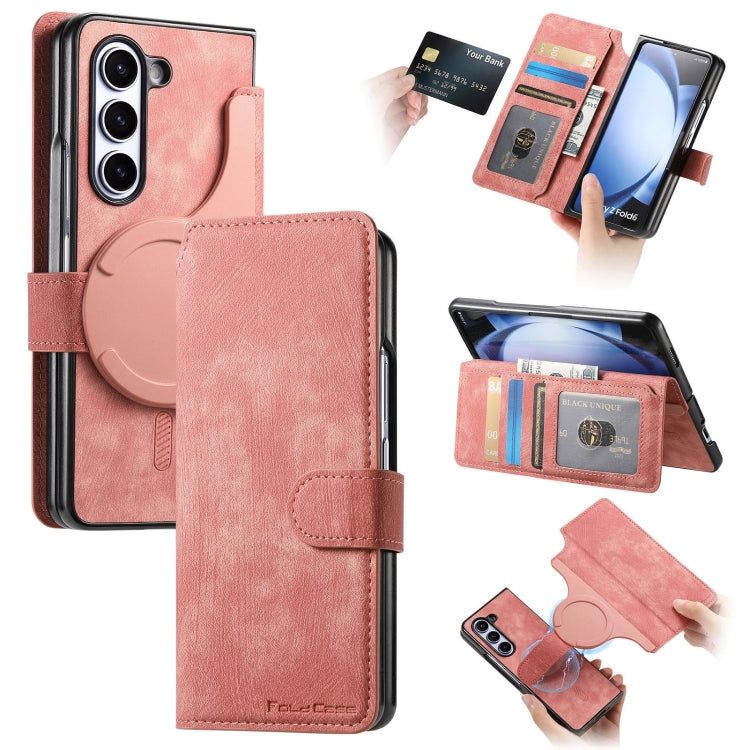 For Samsung Galaxy Z Fold5 CaseNeo MagSafe RFID Anti-theft Retro Leather Phone Case(Pink) - Galaxy Z Fold5 Cases by CaseNeo | Online Shopping UK | buy2fix