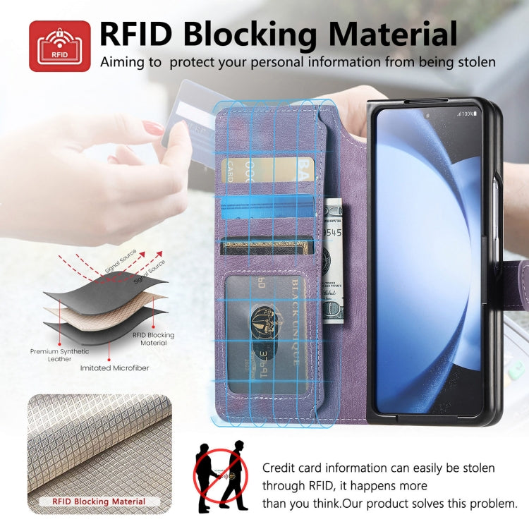 For Samsung Galaxy Z Fold5 CaseNeo MagSafe RFID Anti-theft Retro Leather Phone Case(Purple) - Galaxy Z Fold5 Cases by CaseNeo | Online Shopping UK | buy2fix