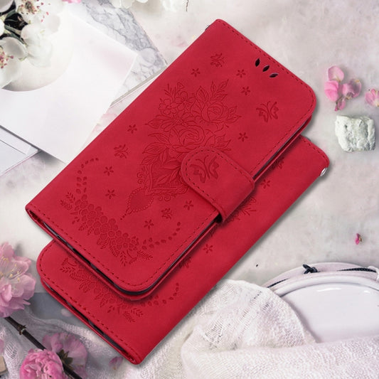 For Samsung Galaxy S25 5G Butterfly Rose Embossed Leather Phone Case(Red) by buy2fix
