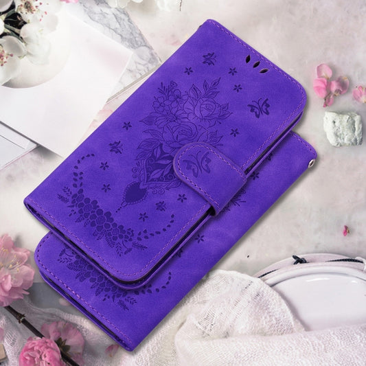 For Samsung Galaxy S25 Ultra 5G Butterfly Rose Embossed Leather Phone Case(Purple) by buy2fix