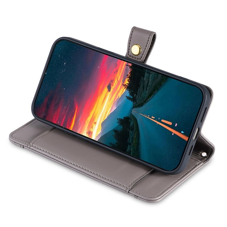 For iPhone 16 Plus Sheep Texture Cross-body Zipper Wallet Leather Phone Case(Grey) - iPhone 16 Plus Cases by buy2fix | Online Shopping UK | buy2fix