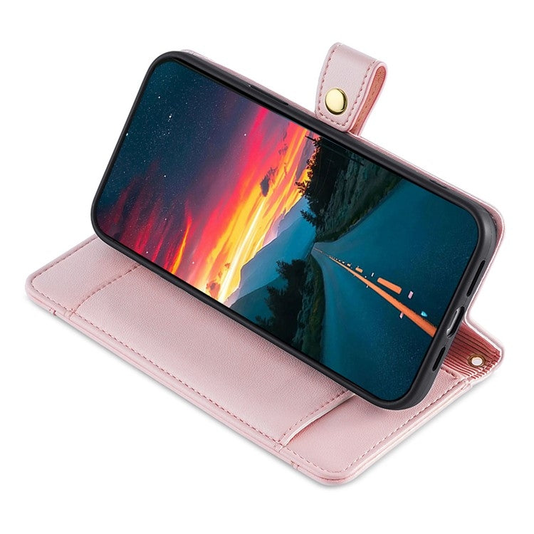 For iPhone 16 Plus Sheep Texture Cross-body Zipper Wallet Leather Phone Case(Pink) - iPhone 16 Plus Cases by buy2fix | Online Shopping UK | buy2fix