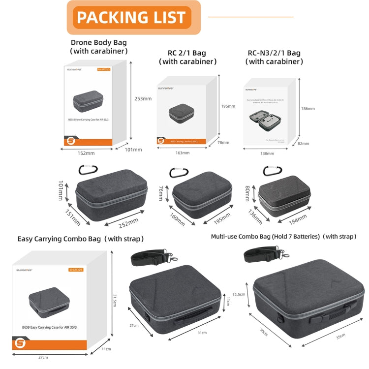 Sunnylife Carrying Case Bag, Model:A3-B660 Batteries Bag - Backpacks & Bags by Sunnylife | Online Shopping UK | buy2fix