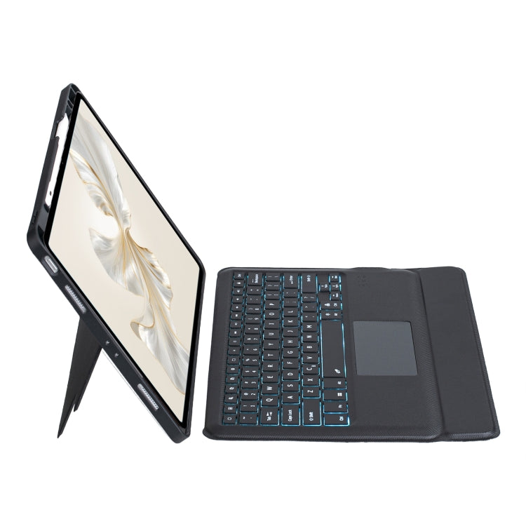 For Honor Pad 9 Pro / Pad V8 Pro Detachable Backlit Bluetooth Keyboard Leather Case with Touchpad(Black) - Huawei Keyboard by buy2fix | Online Shopping UK | buy2fix