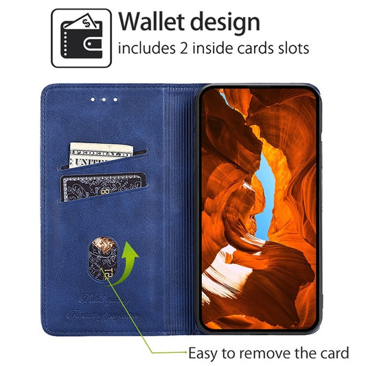 For iPhone 16 Cow Texture Magnetic Leather Phone Case(Blue) by buy2fix