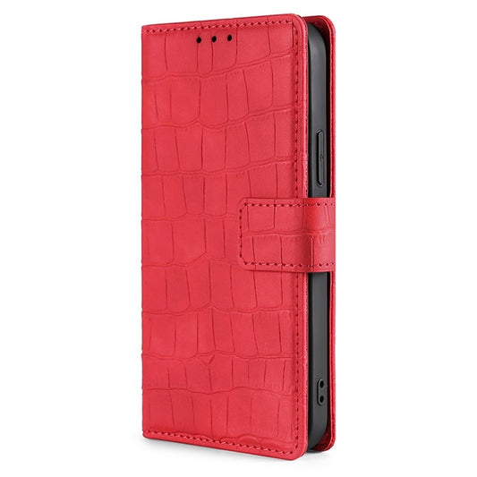 For iPhone 16 Pro Max Skin Feel Crocodile Magnetic Clasp Leather Phone Case(Red) by buy2fix