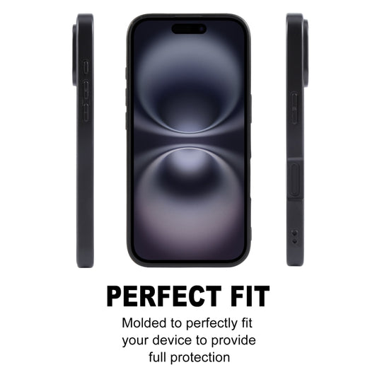 For iPhone 16 Plus GEBEI Plain Leather TPU Hybrid PU Phone Case(Black) by GEBEI