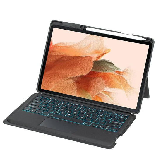 For Samsung Galaxy Tab S10+ / S9 FE+ / S9+ Detachable Backlit Bluetooth Keyboard Leather Case with Touchpad(Black) by buy2fix