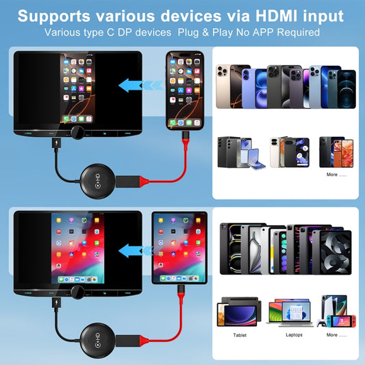 USB and HDMI Wired to Wireless CarPlay Auto Adapter, Specification:Round(White) by buy2fix