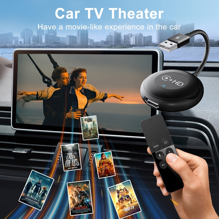 USB and HDMI Wired to Wireless CarPlay Auto Adapter, Specification:Round(Black) - Bluetooth Adapters by buy2fix | Online Shopping UK | buy2fix