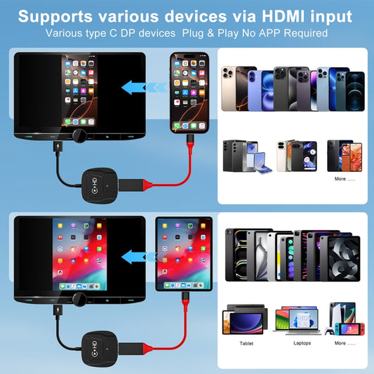 USB and HDMI Wired to Wireless CarPlay Auto Adapter, Specification:Square(White) by buy2fix