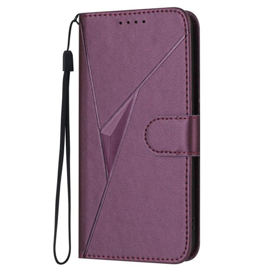 For iPhone 17 Pro Triangle Pattern Buckle Clasp Leather Phone Case(Dark Purple) - iPhone 17 Pro Cases by buy2fix | Online Shopping UK | buy2fix