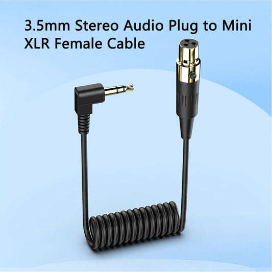 Mini 3 Pin XLR Female to 3.5mm TRS PC Camera Microphone Coiled Stereo Audio Adapter Cable, Length: 0.5m(Black) by buy2fix