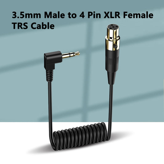 Mini 4 Pin XLR Female to 3.5mm TRS PC Camera Microphone Coiled Stereo Audio Adapter Cable, Length: 0.5m(Black) by buy2fix
