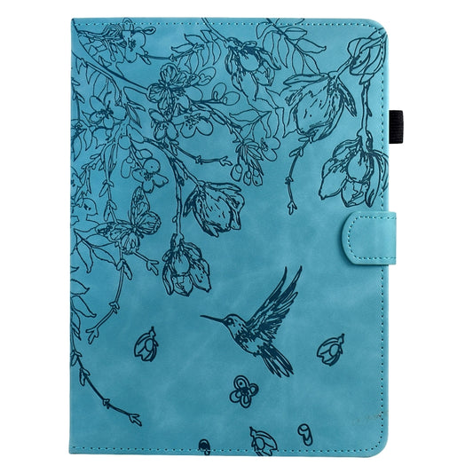 For iPad Pro 11 2024 Flowers and Bird Embossed Smart Leather Tablet Case(Light Blue) - iPad Pro 11 2024 Cases by buy2fix | Online Shopping UK | buy2fix
