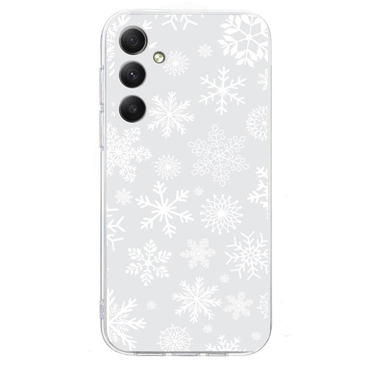 For Samsung Galaxy S25 5G Christmas Painted Pattern TPU Transparent Phone Case(Snowflakes) by buy2fix
