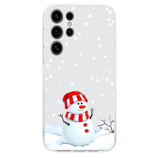 For Samsung Galaxy S25 Ultra 5G Christmas Painted Pattern TPU Transparent Phone Case(Snowman) by buy2fix