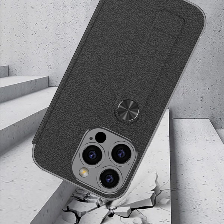 For iPhone 16 Pro Max GKK Plating Phantom Flip Leather MagSafe Phone Case(Black) by GKK