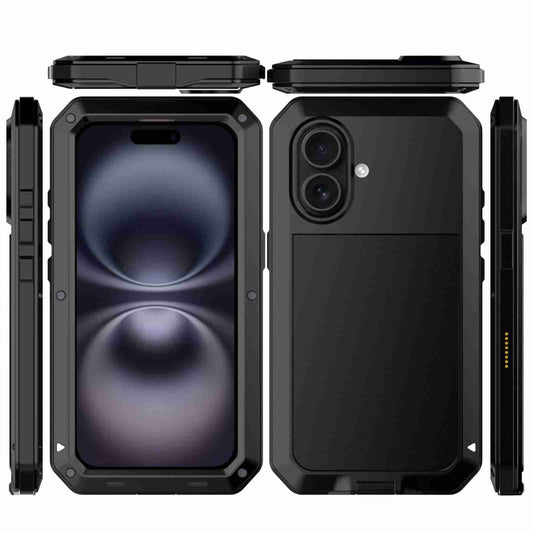 For iPhone 16 Plus RedPepper Triple-proof Metal Phone Case(Black) by RedPepper