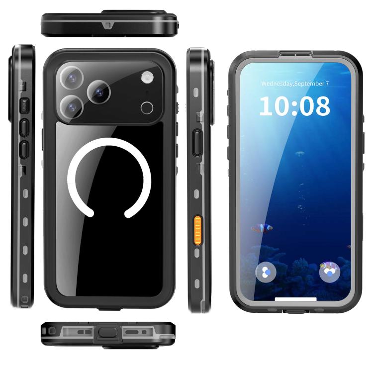 For iPhone 17 Pro Max RedPepper Transparent Dot IP68 Waterproof Triple-proof MagSafe Phone Case(Black Dark Grey) - iPhone 17 Pro Max Cases by RedPepper | Online Shopping UK | buy2fix