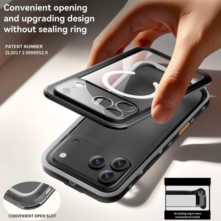 For iPhone 17 Pro Max RedPepper Transparent Dot IP68 Waterproof Triple-proof MagSafe Phone Case(Black Dark Grey) - iPhone 17 Pro Max Cases by RedPepper | Online Shopping UK | buy2fix