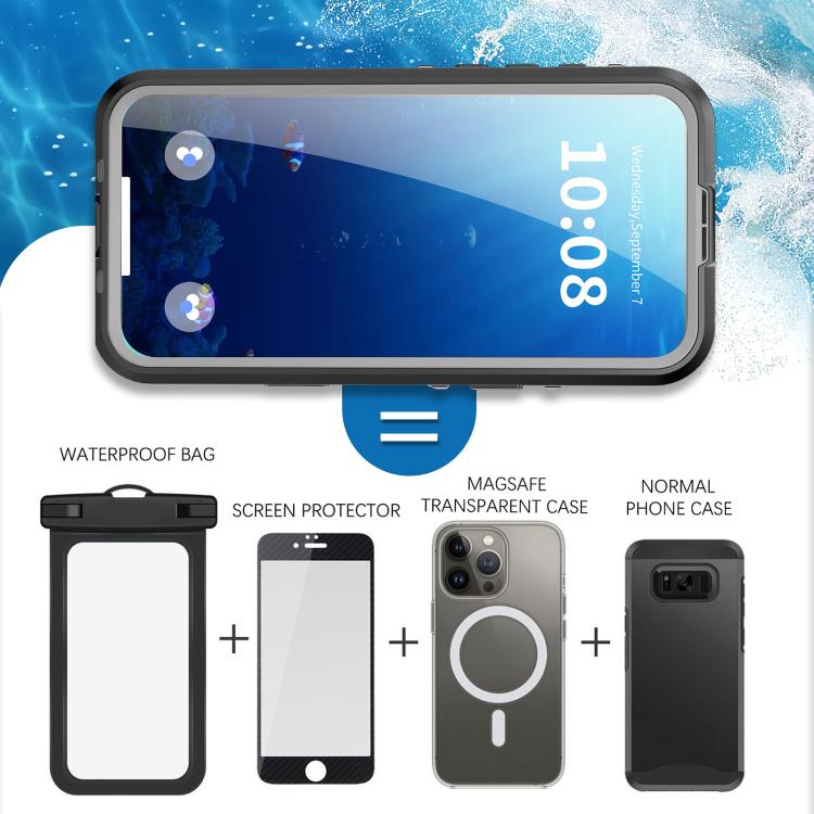 For iPhone 17 Pro Max RedPepper Transparent Dot IP68 Waterproof Triple-proof MagSafe Phone Case(Black Dark Grey) - iPhone 17 Pro Max Cases by RedPepper | Online Shopping UK | buy2fix