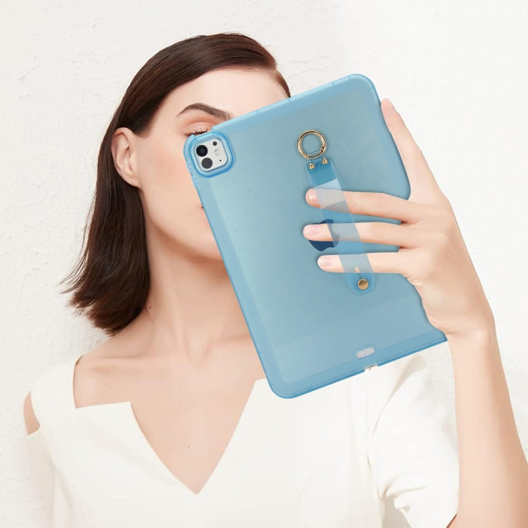 For iPad Air 13 2024 / Air 13 2025 Wristband Holder PC Hybrid TPU Soft Tablet Case(Blue) - iPad Air 13 2025 / 2024 Cases by buy2fix | Online Shopping UK | buy2fix