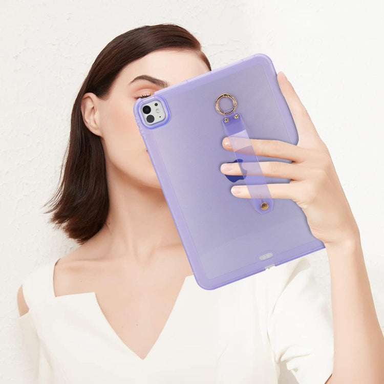 For iPad Air 13 2024 / Air 13 2025 Wristband Holder PC Hybrid TPU Soft Tablet Case(Purple) - iPad Air 13 2025 / 2024 Cases by buy2fix | Online Shopping UK | buy2fix