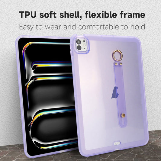 For iPad Pro 13 2024 Wristband Holder PC Hybrid TPU Soft Tablet Case(Purple) - iPad Pro 13 2024 Cases by buy2fix | Online Shopping UK | buy2fix