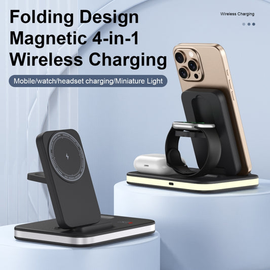 Folding 4-in-1 Magnetic Wireless Fast Charger(Gold) - Wireless Charger by buy2fix | Online Shopping UK | buy2fix