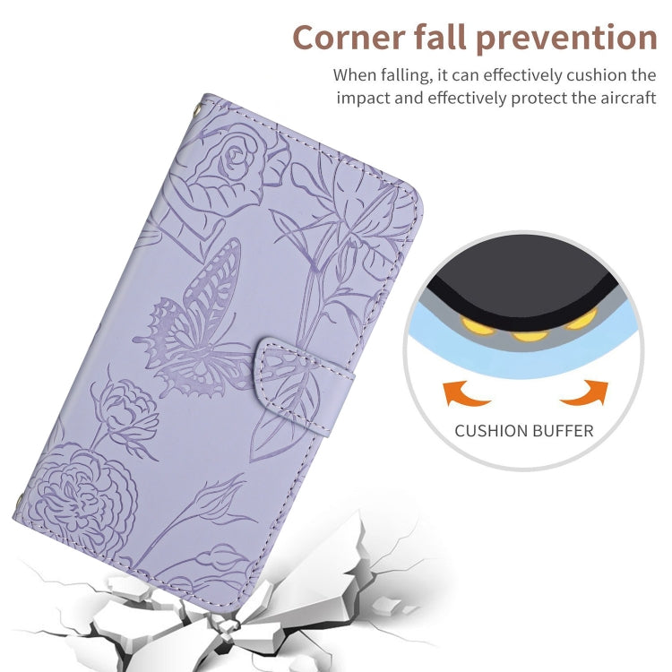 For Samsung Galaxy S25+ 5G Skin Feel Butterfly Embossed Flip Leather Phone Case(Purple) - Galaxy S25+ 5G Cases by buy2fix | Online Shopping UK | buy2fix