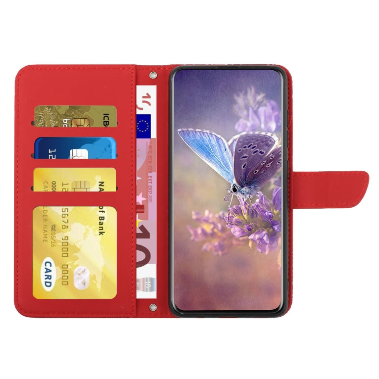 For Samsung Galaxy S25+ 5G Skin Feel Butterfly Embossed Flip Leather Phone Case(Red) - Galaxy S25+ 5G Cases by buy2fix | Online Shopping UK | buy2fix