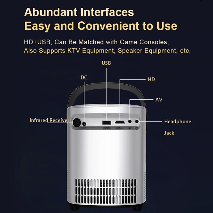 T-2 1920 x 1080P 240ANSI HiSilicon 352 Android 9.0 Portable Projector, UK Plug(White) by buy2fix